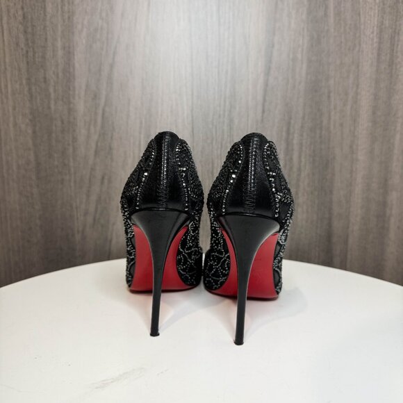Louboutin Top Vague strass pumps in black leather - Picture 5 of 10